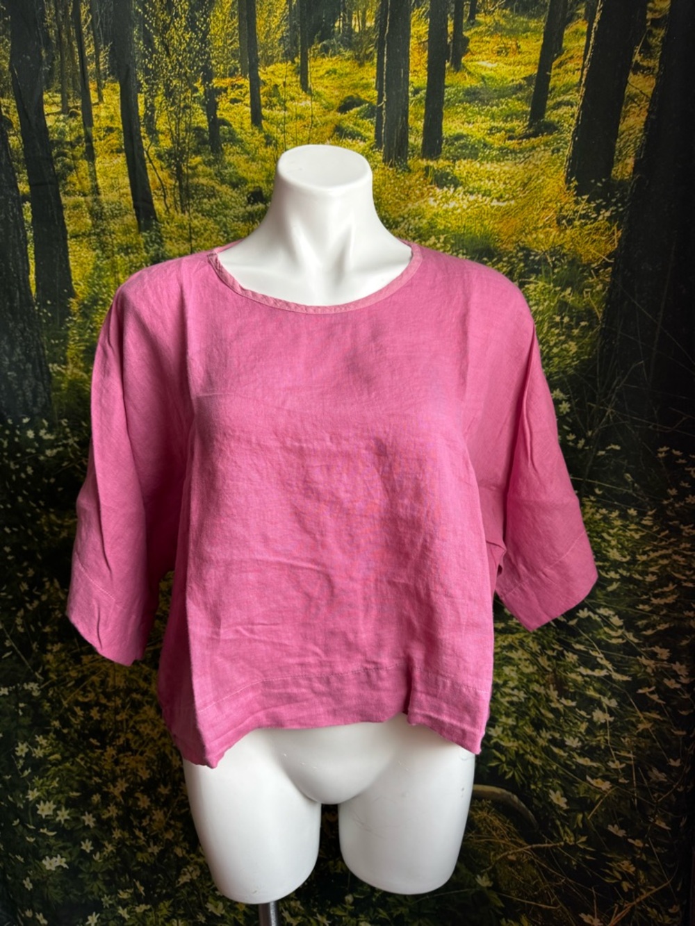 Star X Linen Women’s Relaxed Boxy Top in Pink Size Small